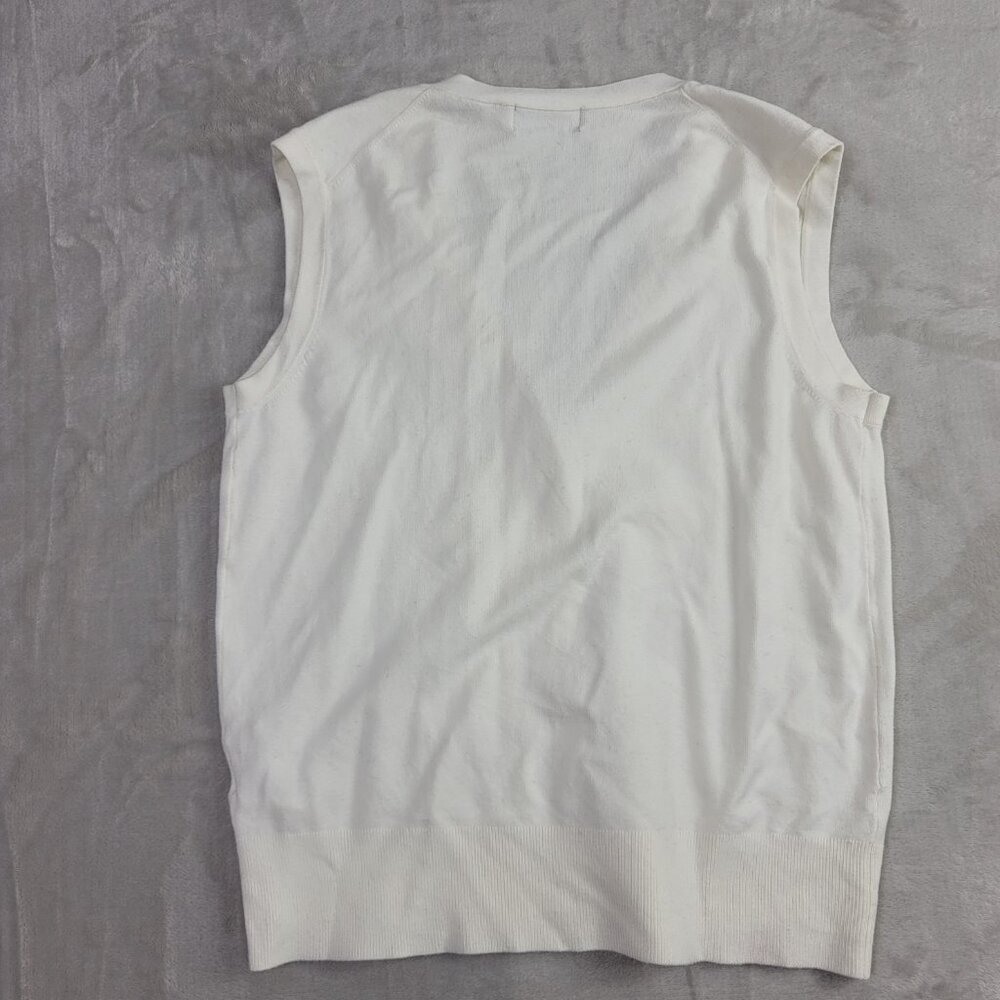 T Tahari White Cream Light Women's Buttoned Sweater Vest | Size L - Picture 7 of 7